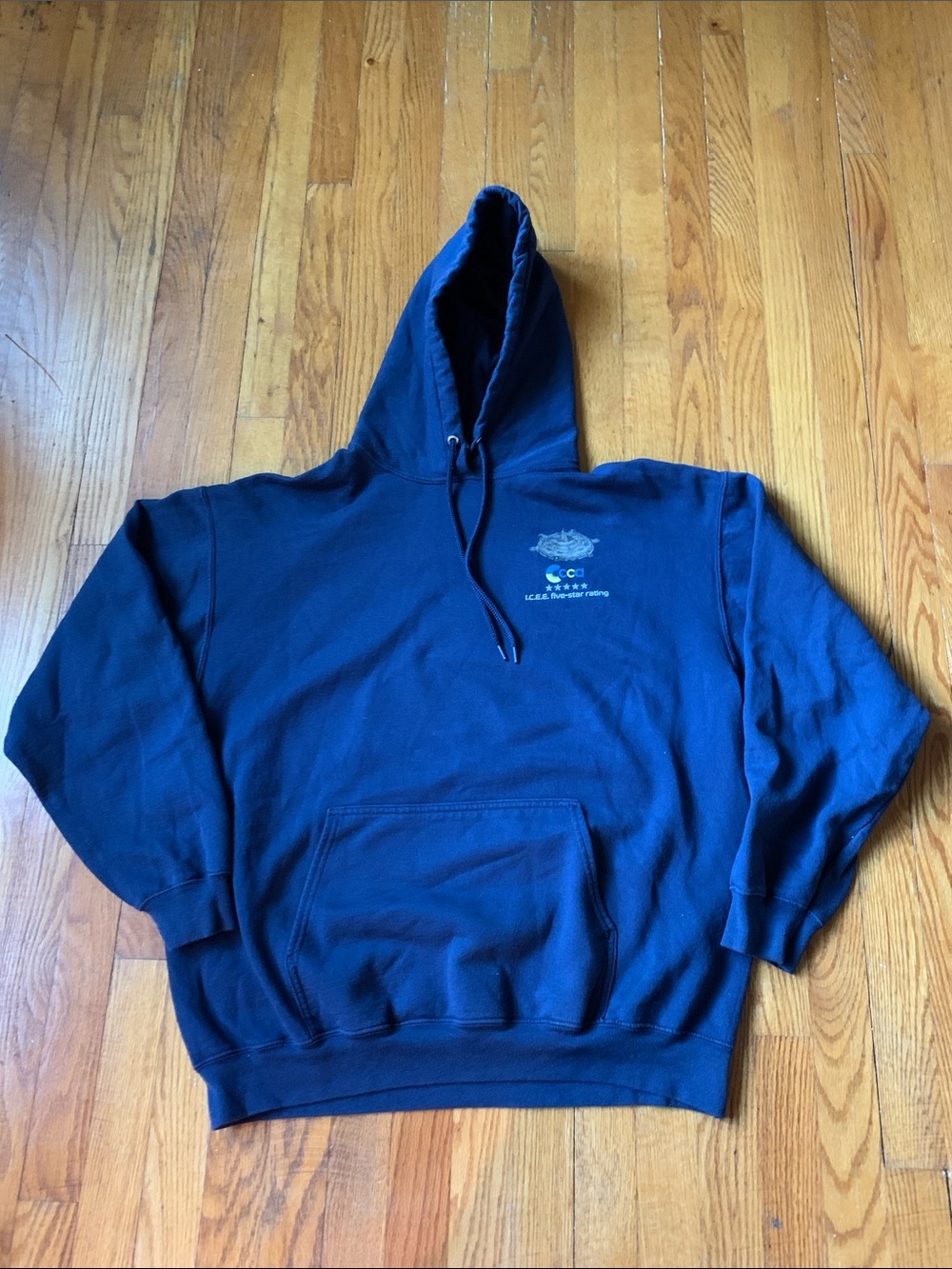 Navy Graphic Alien Character Backprint Hoodie Size XL - Picture 5 of 8